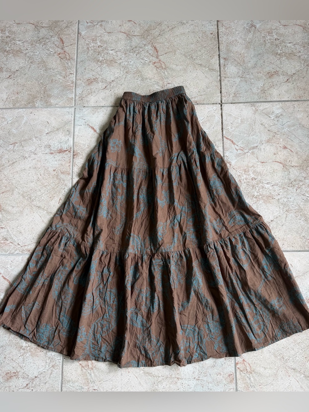 Nomadic Traders Brown & Blue Floral Maxi Skirt